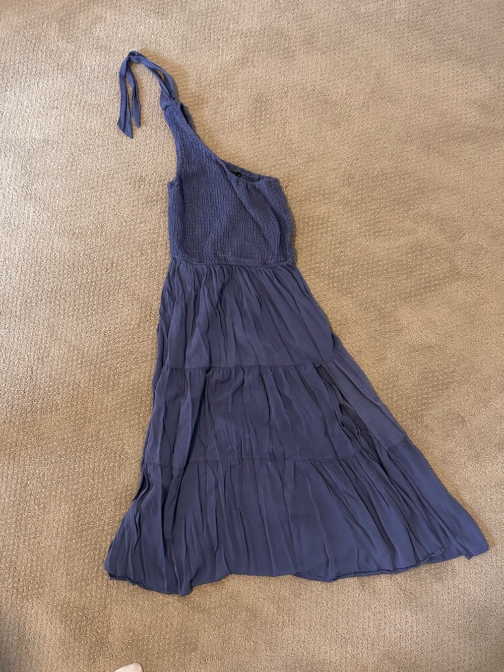 One-Shoulder Blue Maxi Dress with Side Slit - Picture 4 of 4